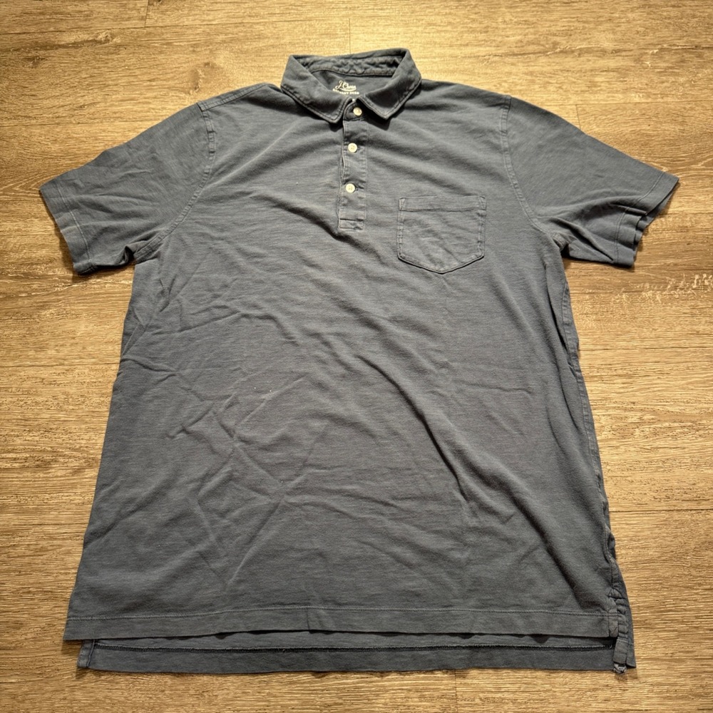 J‎ Crew Polo Shirt Mens LT Blue Slub Cotton Garment Dyed Pocket Summer Preppy